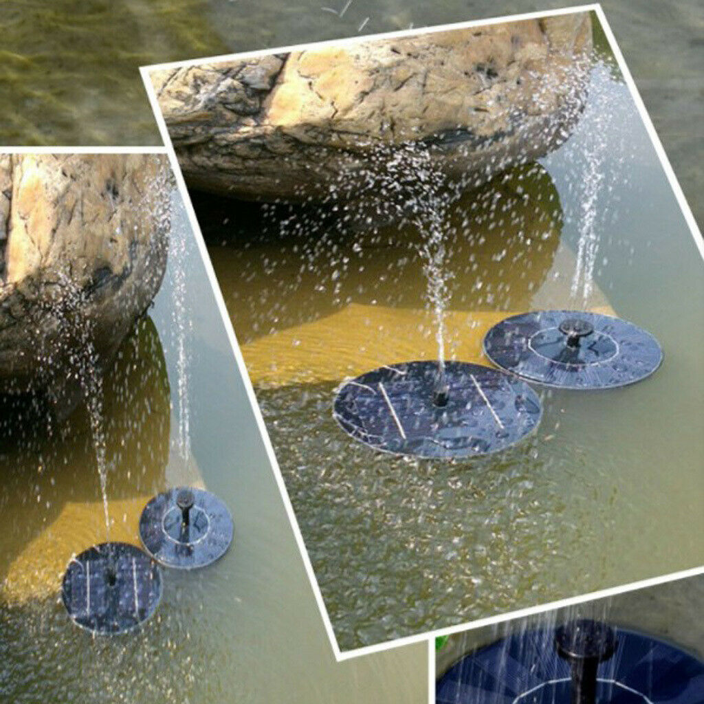 Solar Powered Water Pump Panel Funtain Garden Patio Garden Pond Decor Round