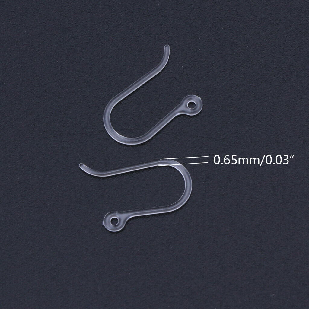 100Pcs Non-Allergenic Clear Plastic Ear Wire Hooks Earring Findings DIY Jewelry