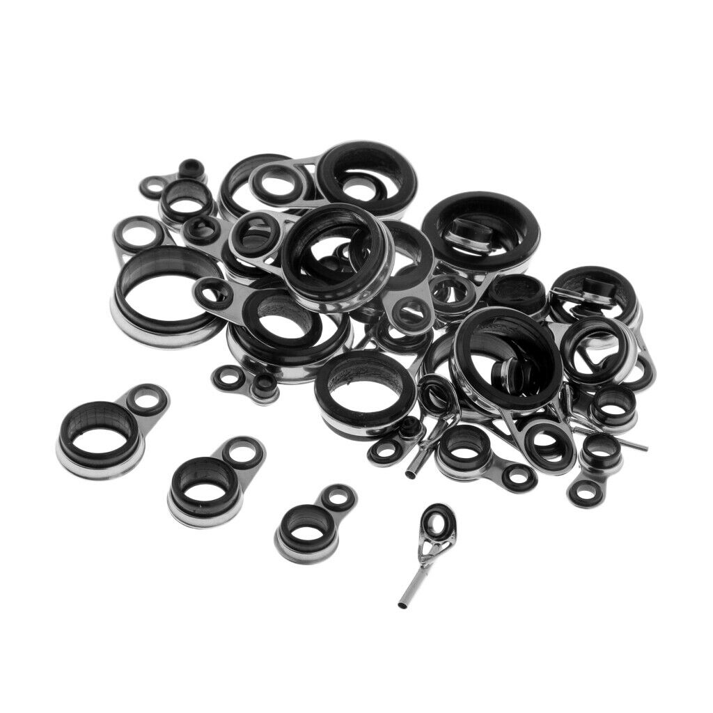 37Pcs Fishing Rod Guides Top Tips Ceramics Ring Repair Telescopic Rod Guides