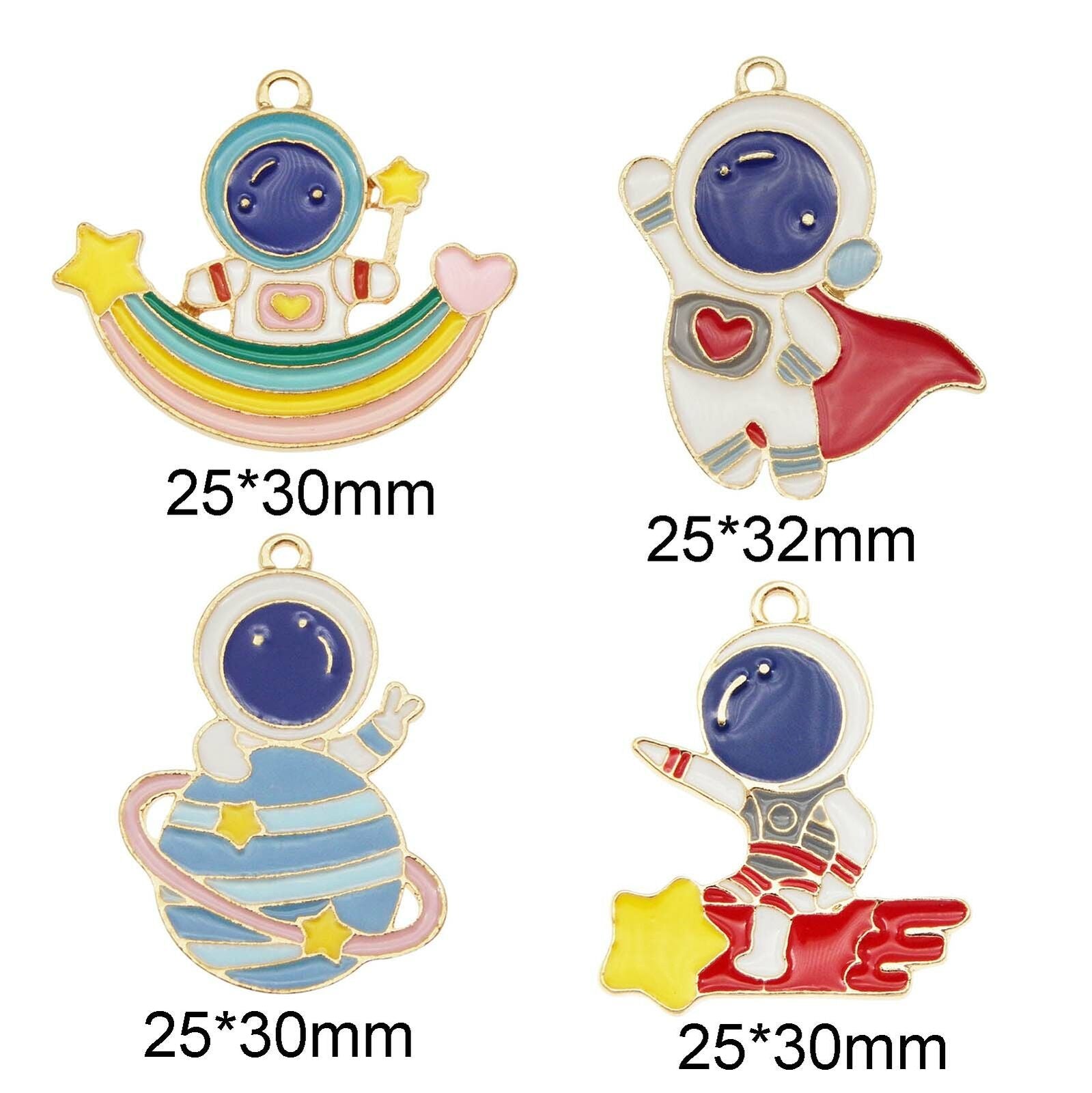 8PCS Enamel Colorful Mixed Lots Spacer Astronaut Charms Pendant Jewelry Making