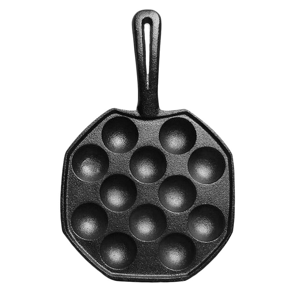 Cast Iron Takoyaki FishBalls Pan Maker, 12 Molds