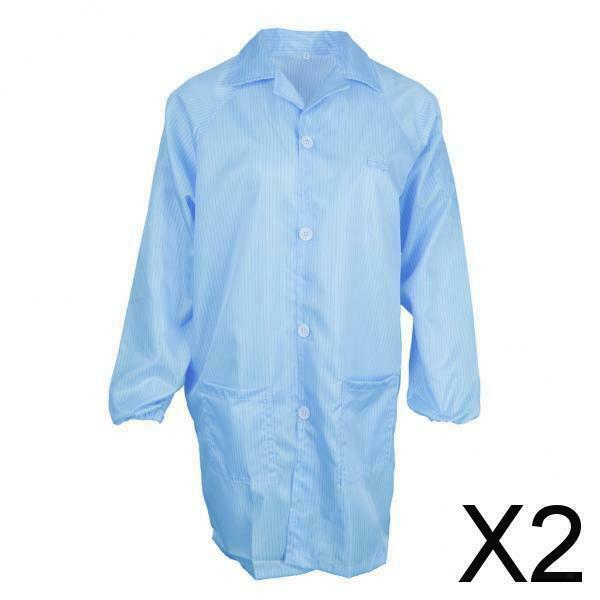 2X Unisex ESD-Safe Anti-Static Premium Lab Jacket Coat Clothing Blue M