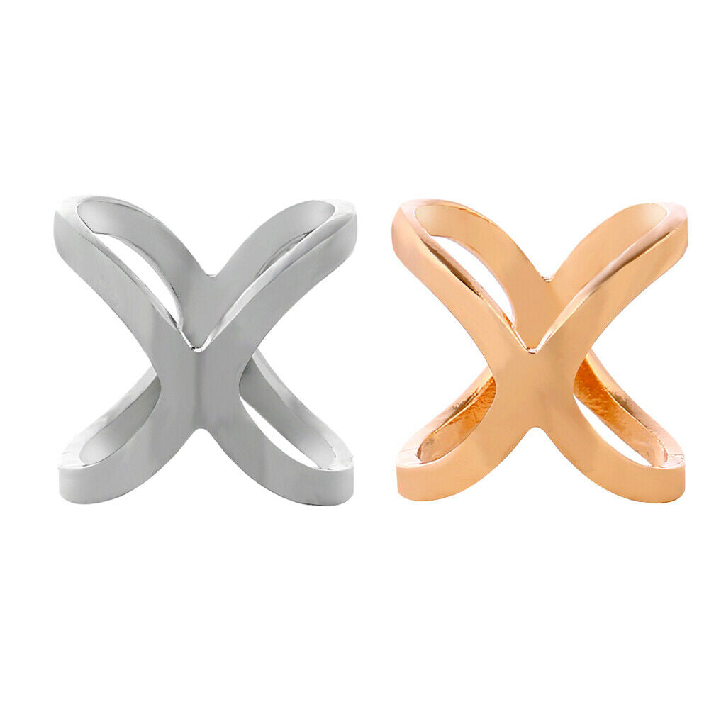2 Pieces Lady Silk Chiffon Scarf Clip Ring Holder Wedding Party Cross Buckle