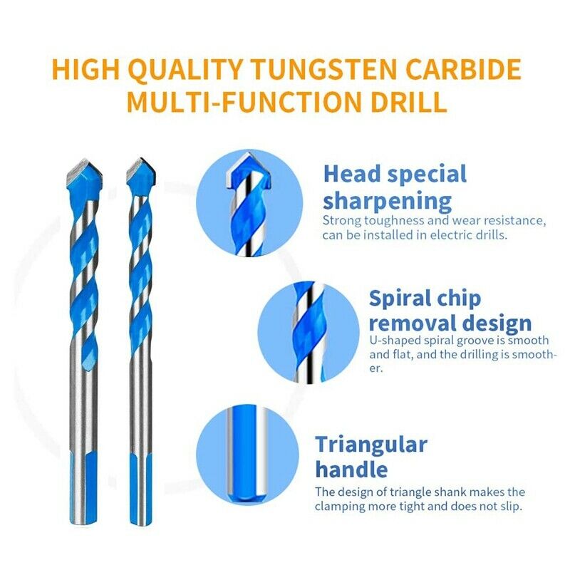 5Pcs Triple-cornered Drill Bit Set Overlord Handle Multifunctional Punching DrX4