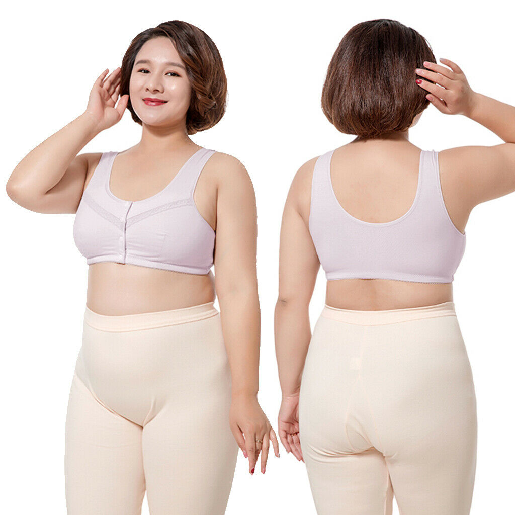 Women Front Closure Vest Bra Comfort Full Coverage Bra Light Purple XL