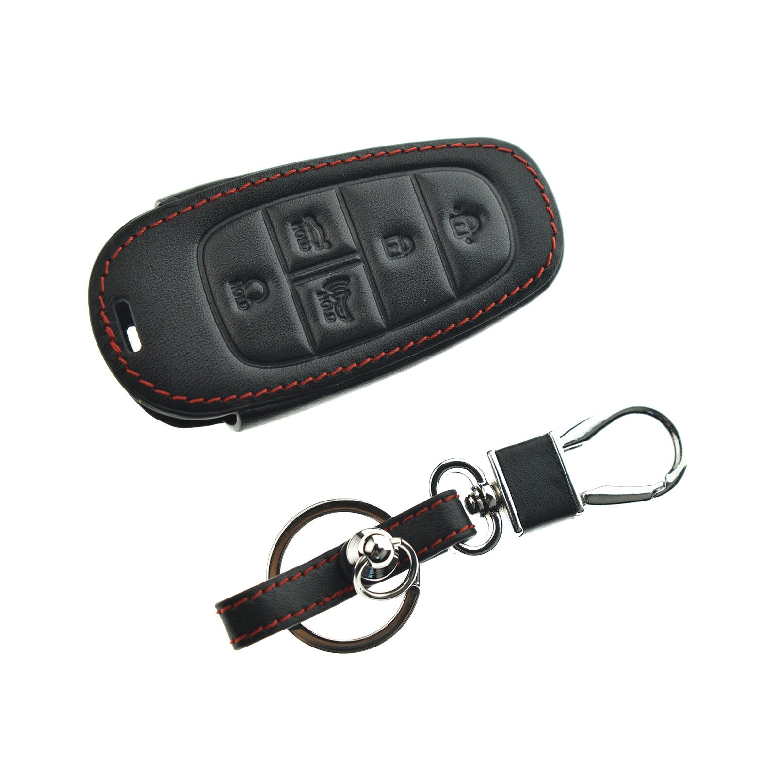For HYUNDAI Santa Fe Sonata 5 Button Remote Smart Leather Key Fob Case Cover