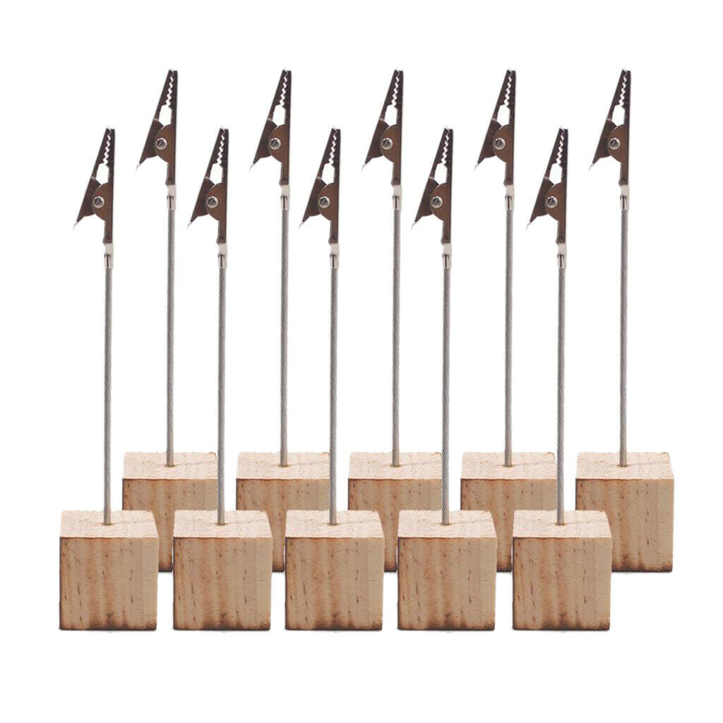10Pcs Rustic Wood Card Holders with Clips Memo Holder Stand Card Photo Picture