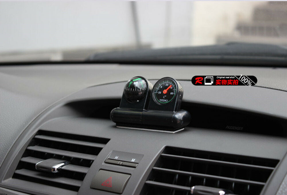 2in1 Mini Removable Car Compass Thermometer Adhesive Van Truck Vehicle Universal