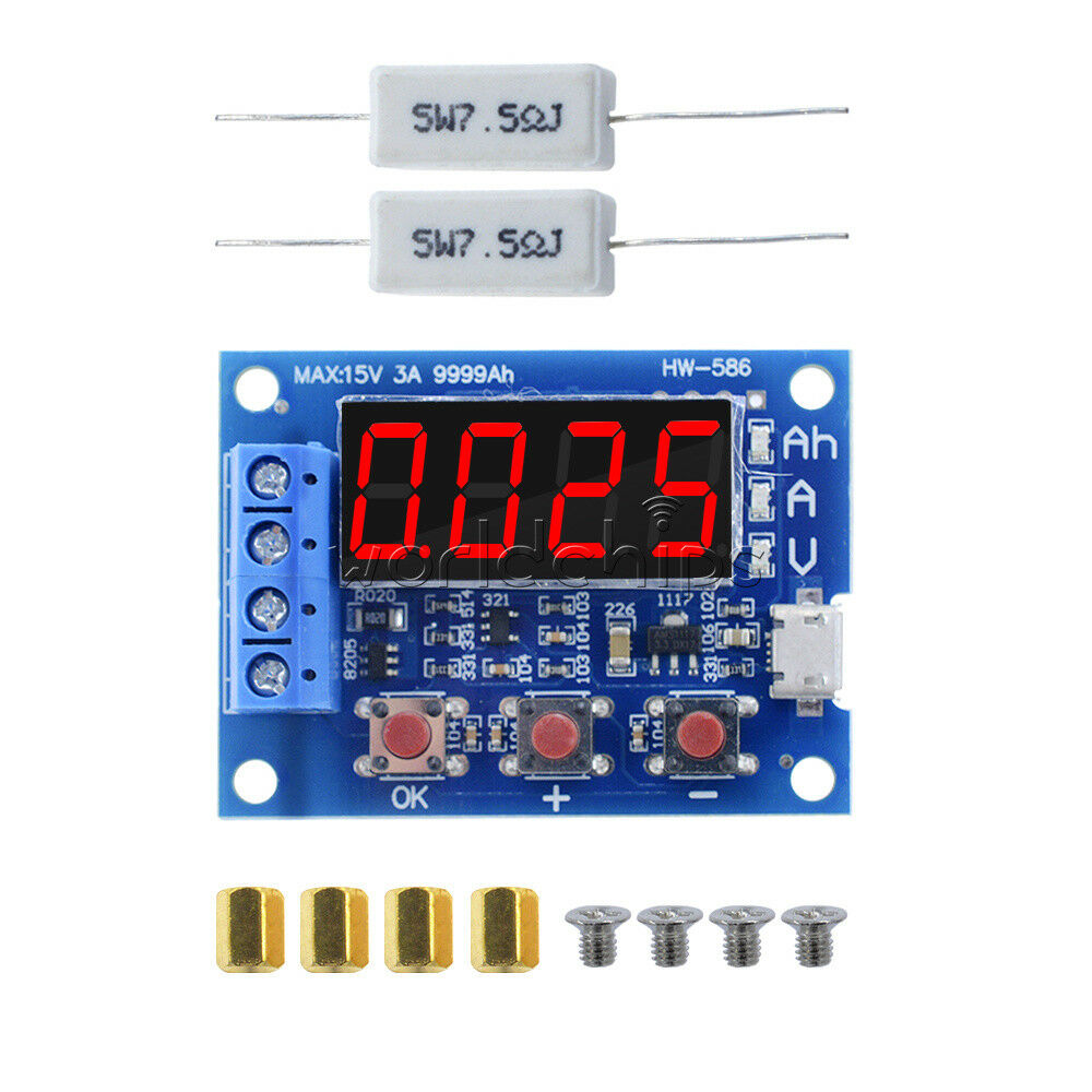 HW-586 Li-ion Lithium Battery Capacity Meter Discharge Tester 1.2~12V Repl ZB2L3