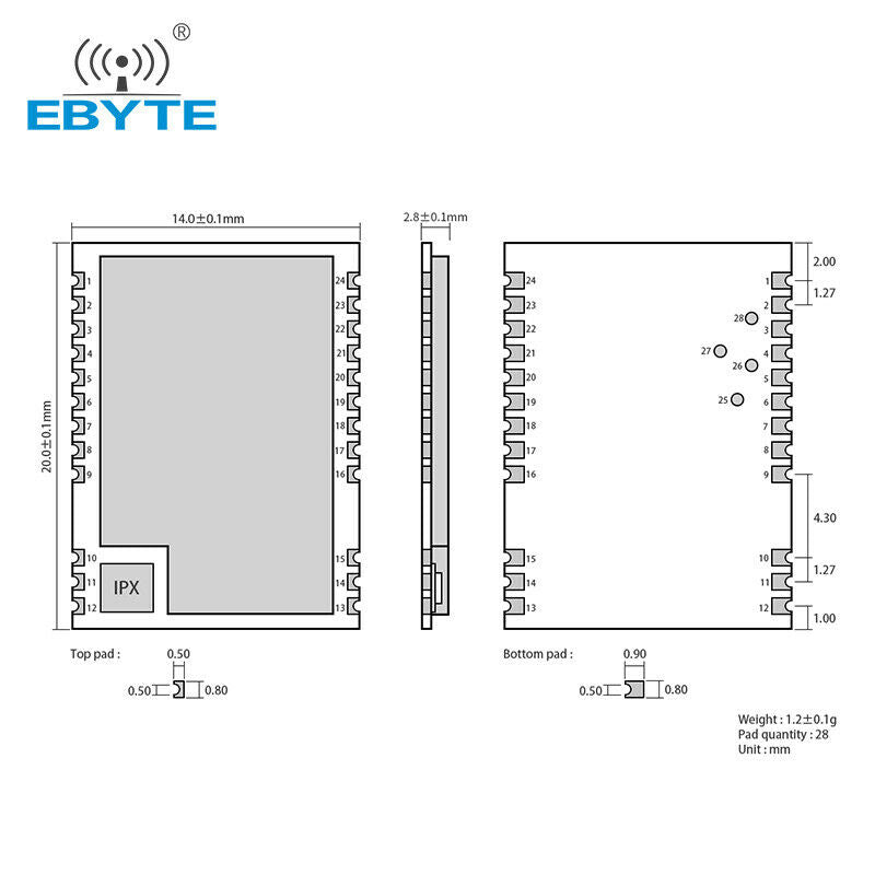 LoRaWAN SoC ASR6501 868MHz 915MHz E78-868LN22S 22dBm SMD Wireless Transceiver