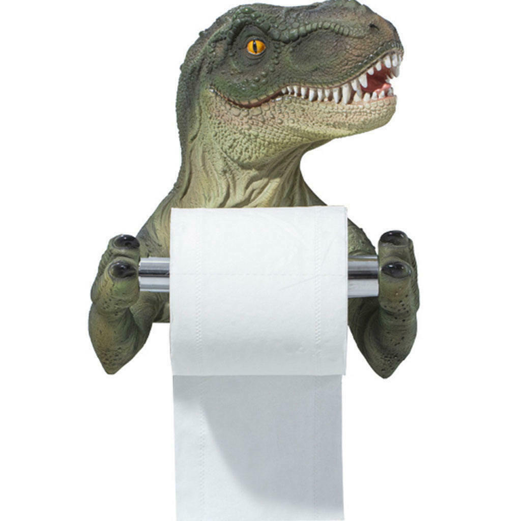 2pcs Dinosaur Toilet Paper Holder Bathroom Punch-free Shelf Home Decoration