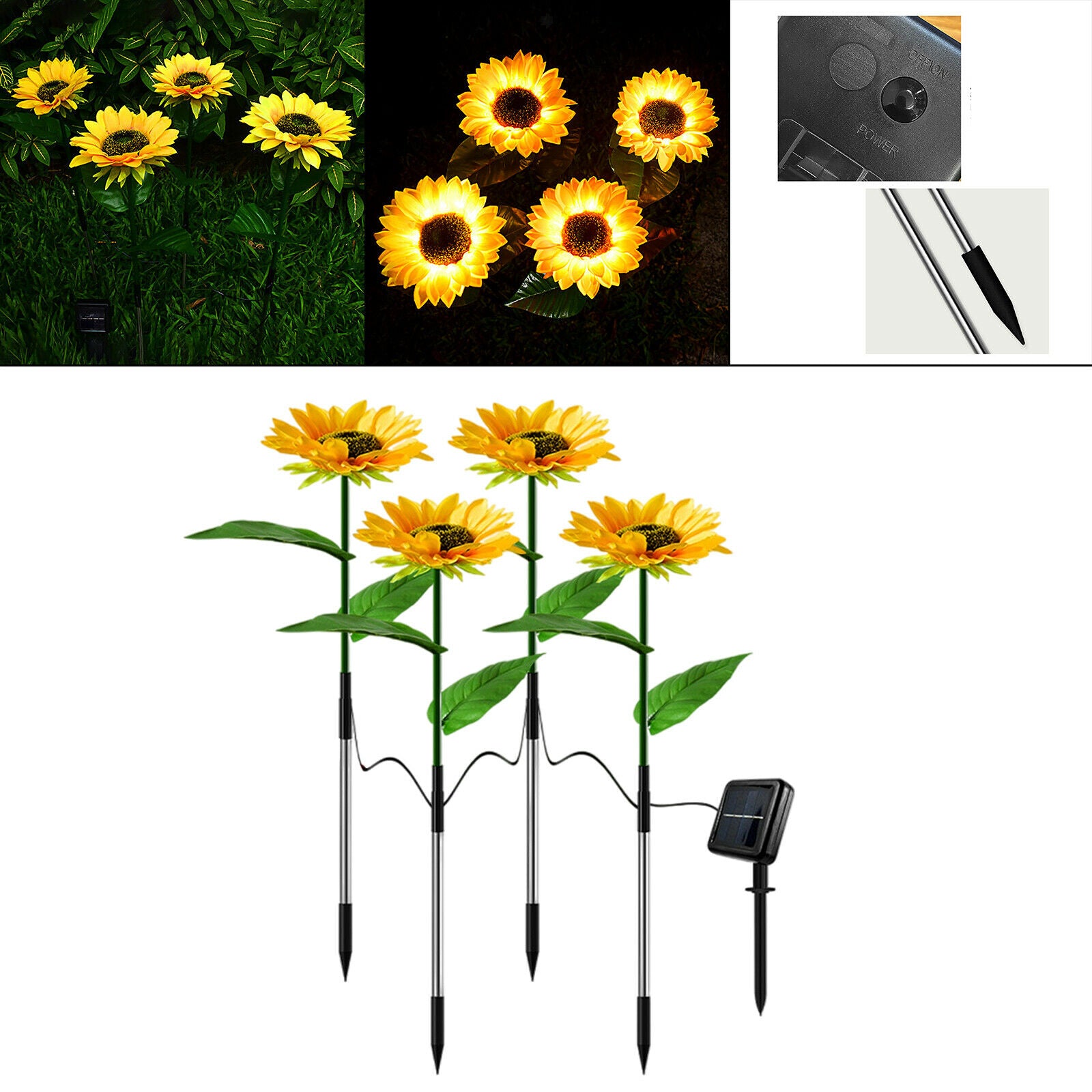 Waterproof Solar Flower-shaped Light Stake Lamp Night Scene Patio for Garden