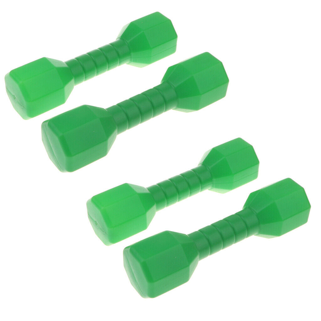 2 Pairs of Durable Plastic Dumbbells for Children, Morning Exercise Toys, Green