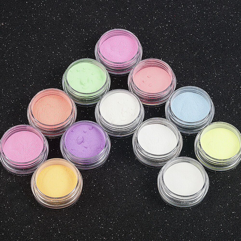 12 Boxes Acrylic Luminous Fluorescent Powder Glow In the Dark Nail Art Pigment