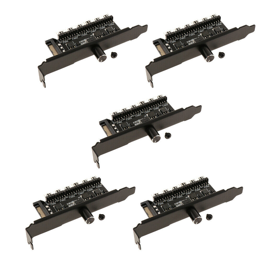 5pcs SATA Power CPU Cooling Fan Speed Controller 6-Channel Hub Kit New