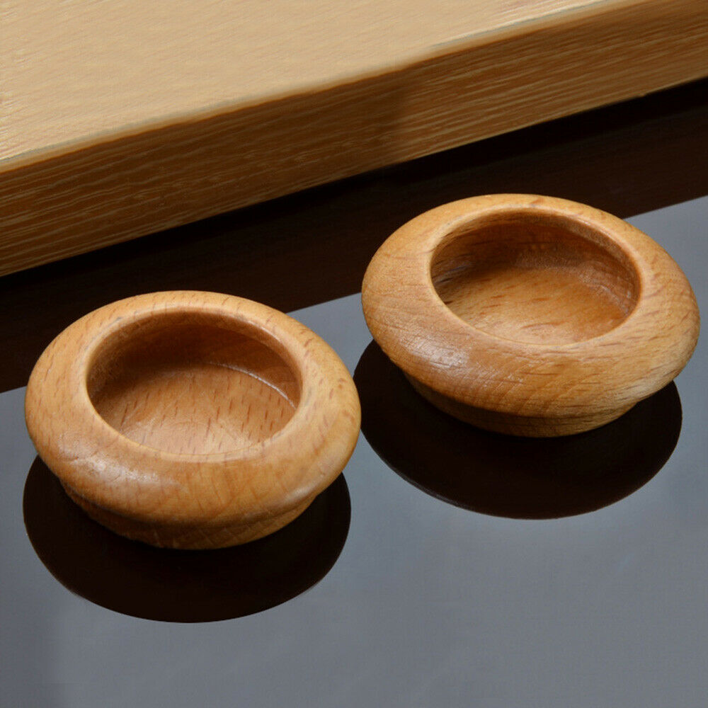 2x Wooden Recessed Knobs Door Cabinet Drawer Wardrobe Home Furniture Pull Handle