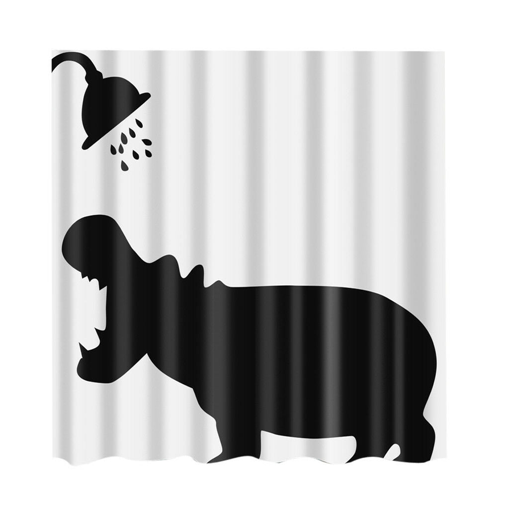 Shower Curtain Shower Hippo Bathroom Liner Fabric Sheer Panel with Hooks Set