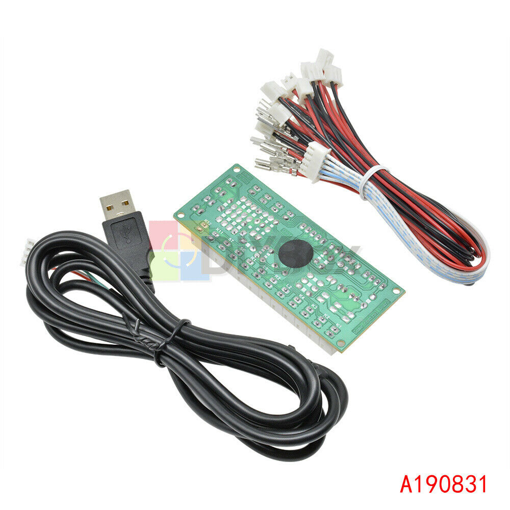 2X Zero Delay LED Arcade MAME Encoder USB To PC 5Pin Joystick PCB Board w/ Cable