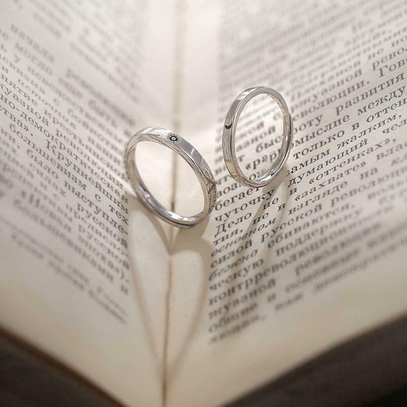 Sun and Moon Lover Rings Couple Set Promise Wedding Bands for Couple Lovers 2Pcs