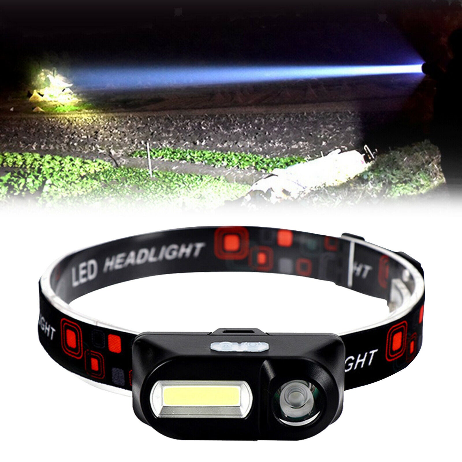 LED Headlight USB Camping Outage Fishing 6 Models Head Torch Headlamp Work
