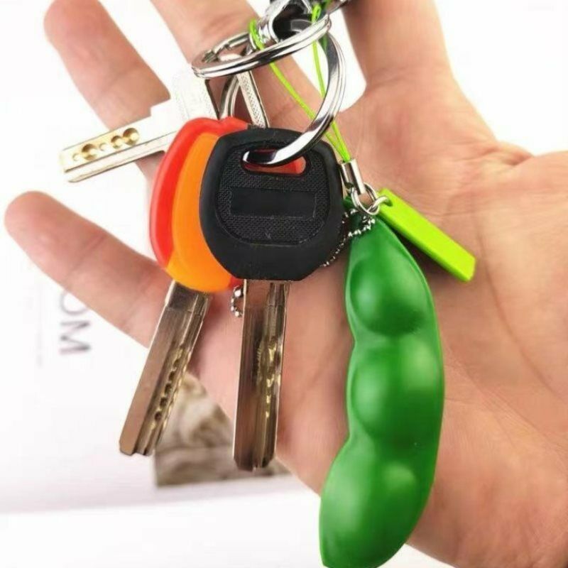 Portable Peas In A Pod Keyring Edamame Keychain Cute Bean Unzip The ToyS FkG XC