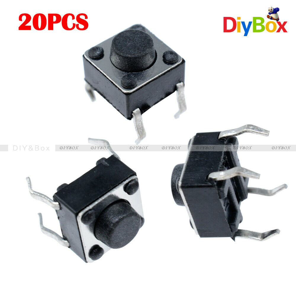 20Pcs 6X6X5mm 4Pin DIP Tactile Push Button Switch Tact Switch