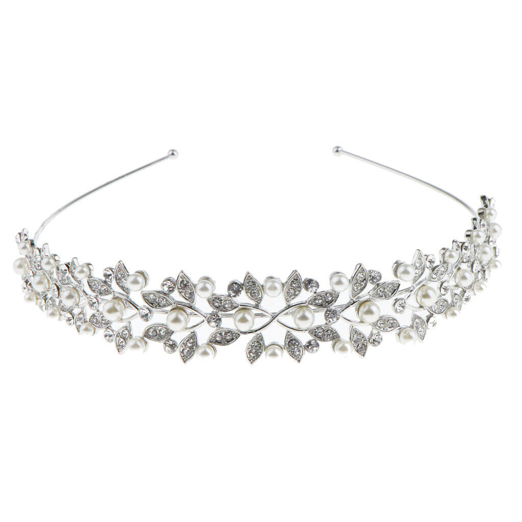 Wedding women crystal bridal flower leaves crown headband tiara