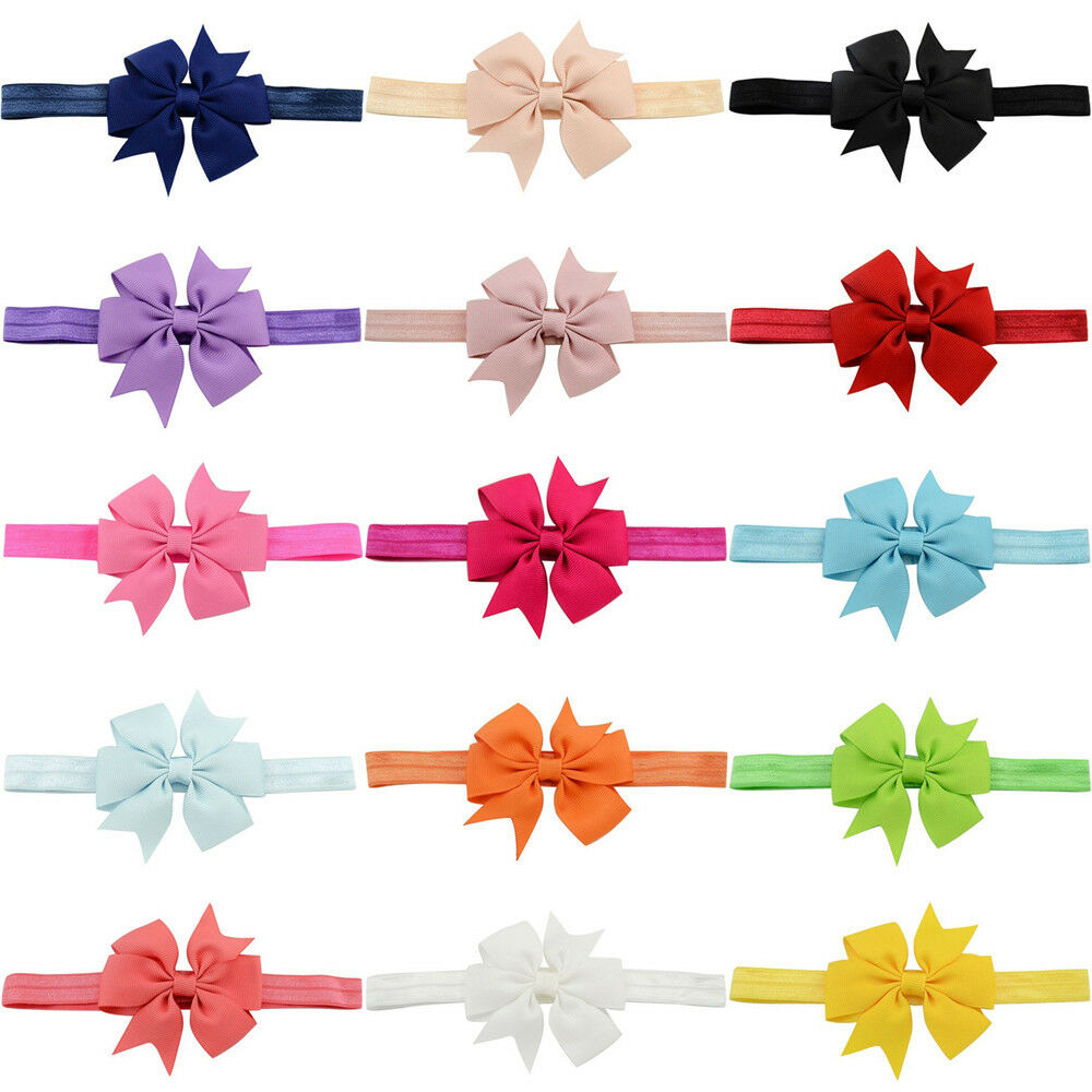 Pack of 20 Newborns Baby Girls Hair Band Ribbon Bow Decor Headband Headwear