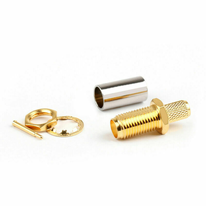 10x RP-SMA Female RF Connector Male Pin For RG58 RG142 RG400 LMR195 Cable AT2