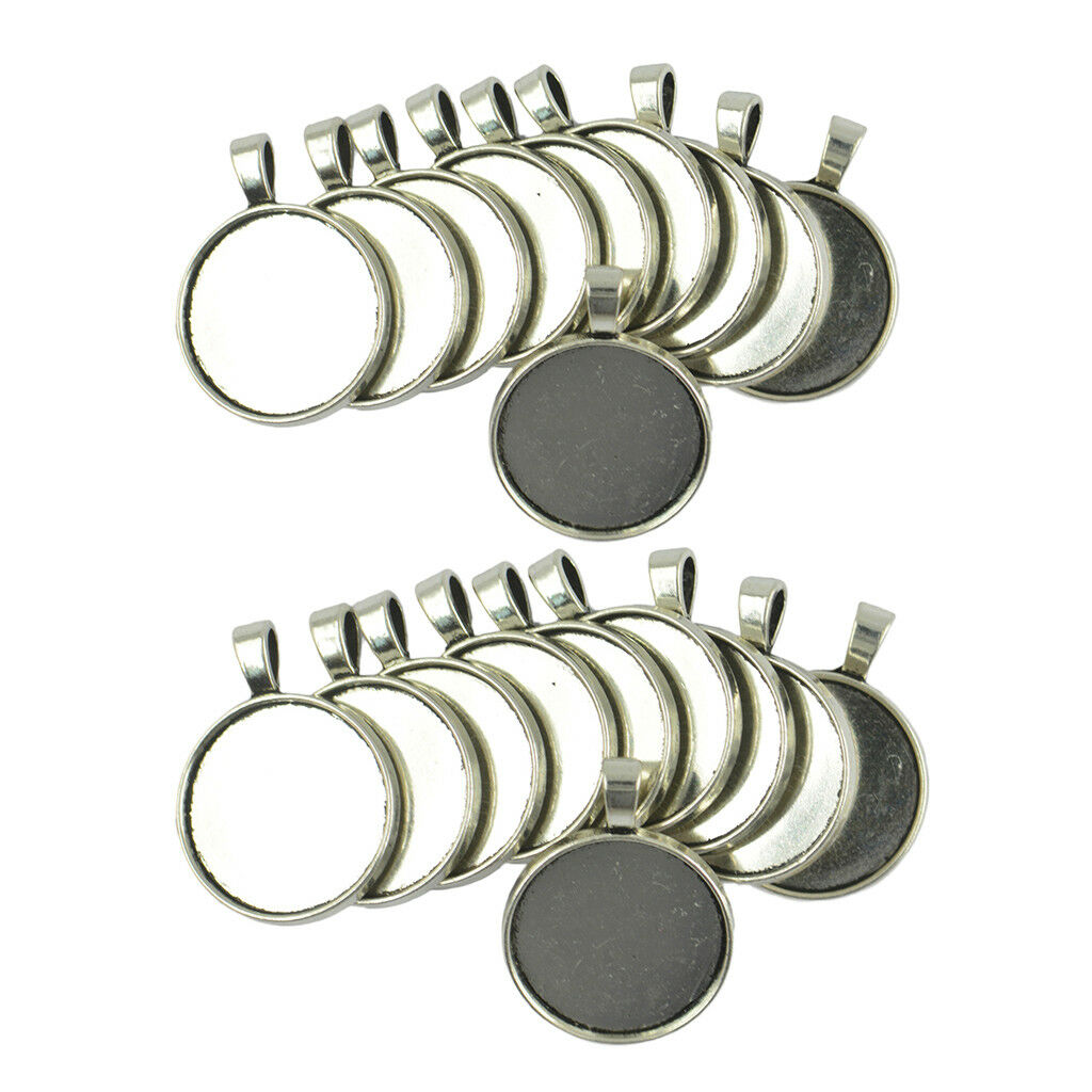 20pcs Sliver Blank Jewelry Making Bezel Tray Cabochon Setting Base DIY Charm