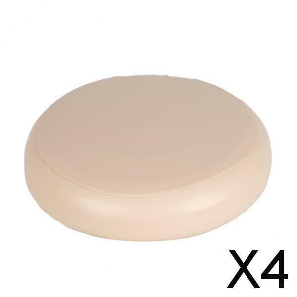 4X Home Bar Stool Covers PU Leather Round Chair Seat Cushions Sleeves Champagne