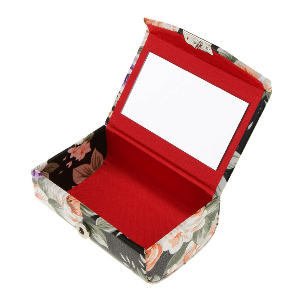2pcs Leather Lipstick Lip Gloss Case Storage Box Makeup Holder with Mirror