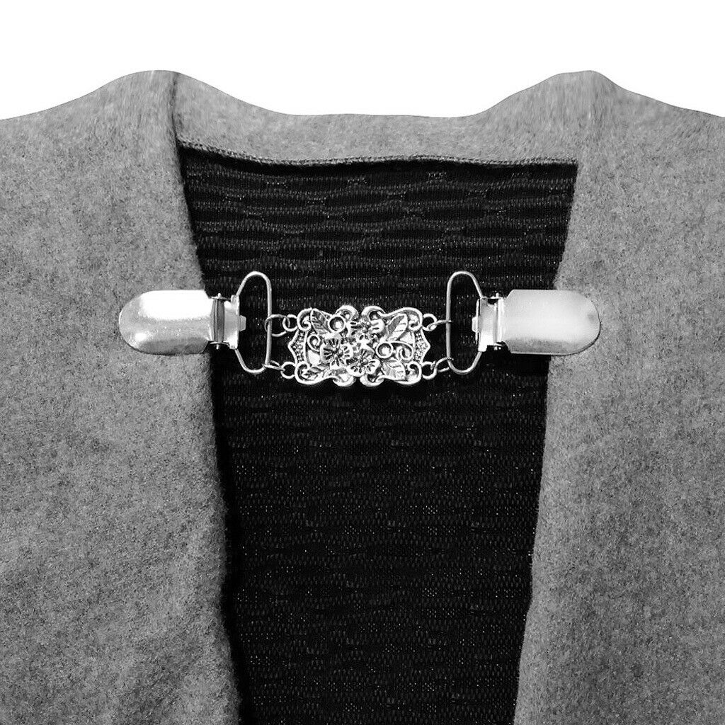 4x Women Sleeve  Duck Clips Hollow Flower Rhinestone Scarf Clip Blouse Sweater