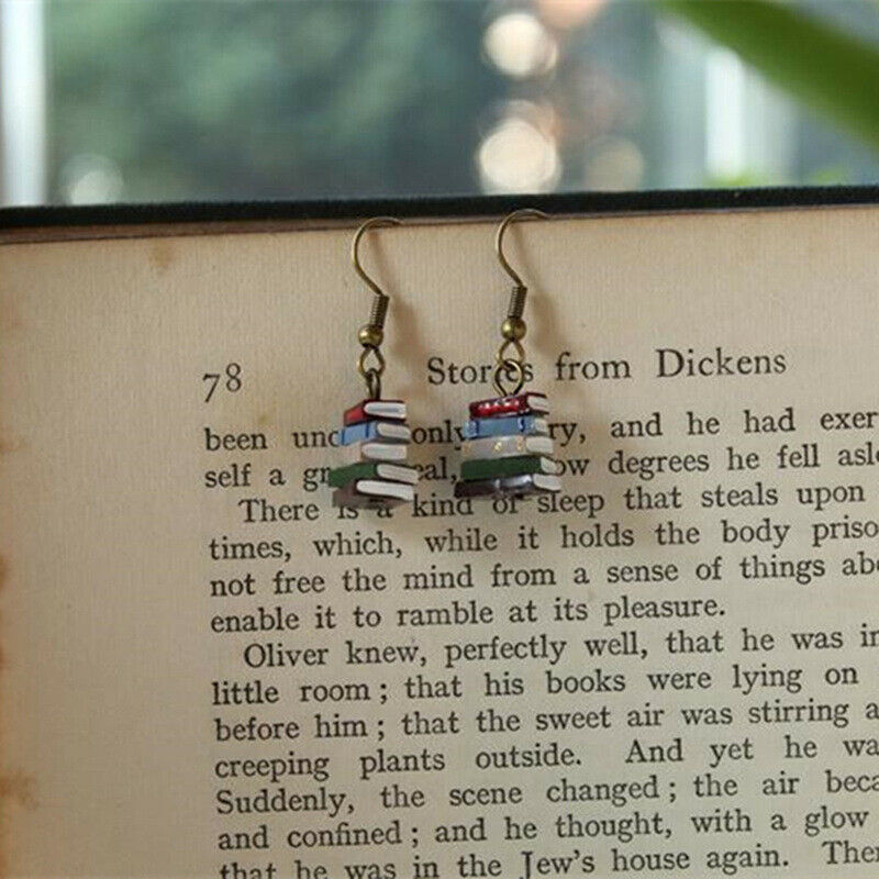 School Retro Library  Earrings Multicolor Books Earrings Fashion Woman Je.l8