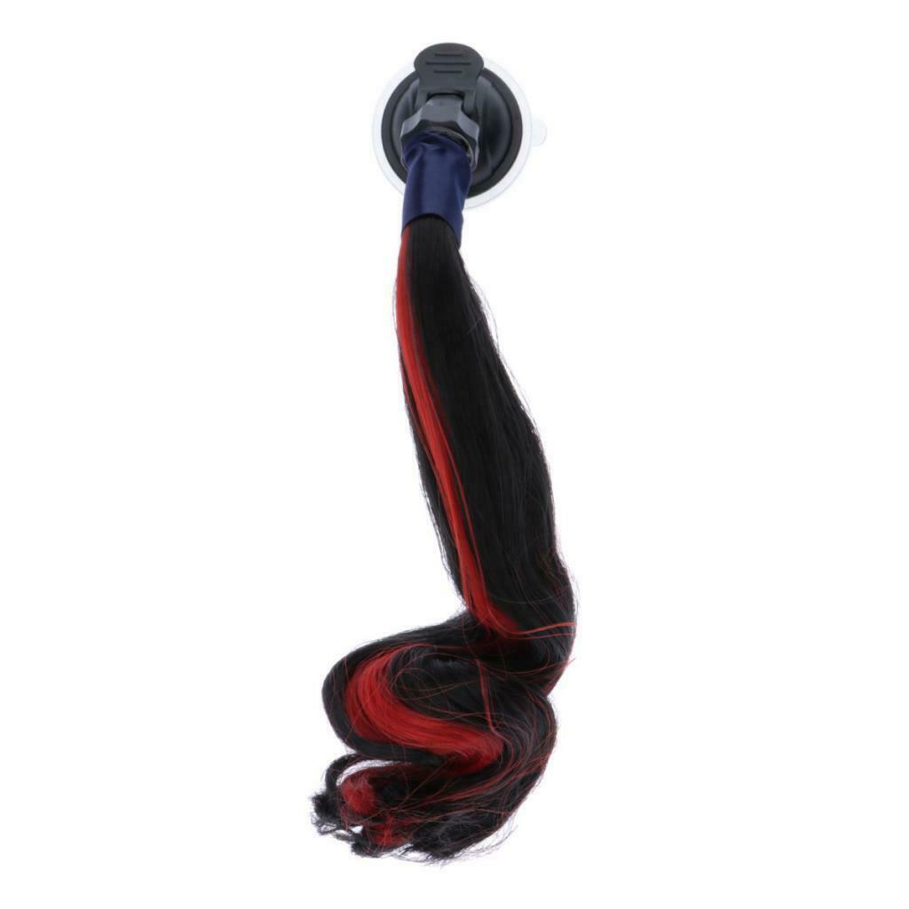 Helmet Braids Ponytail Motorcycle Helmet Curly Wig Black + Red