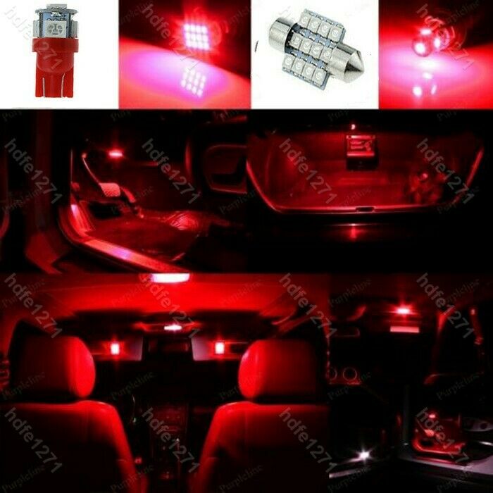 11PCS Red T10 31mm Map Dome license plate LED Lights Interior Package