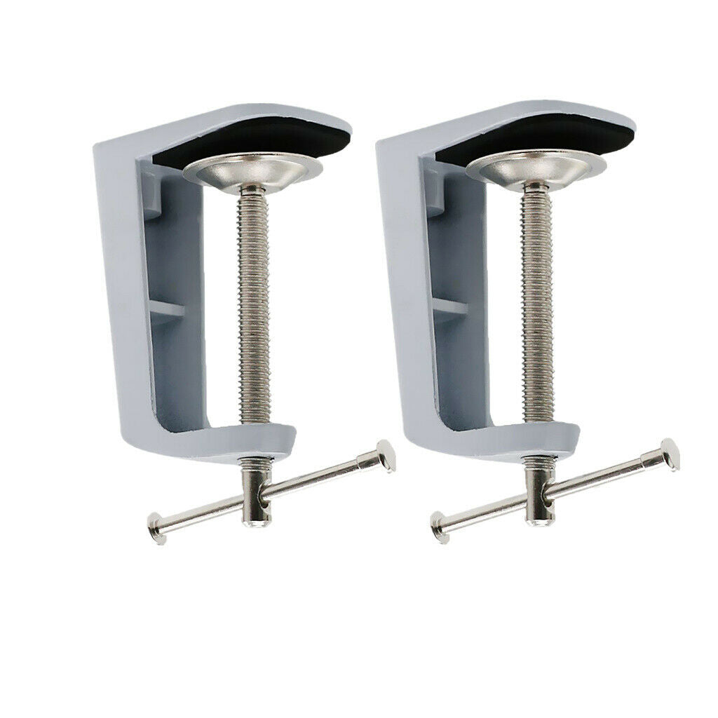 2-pack white stainless steel adjustable arm clamp table lamp clip metal stand