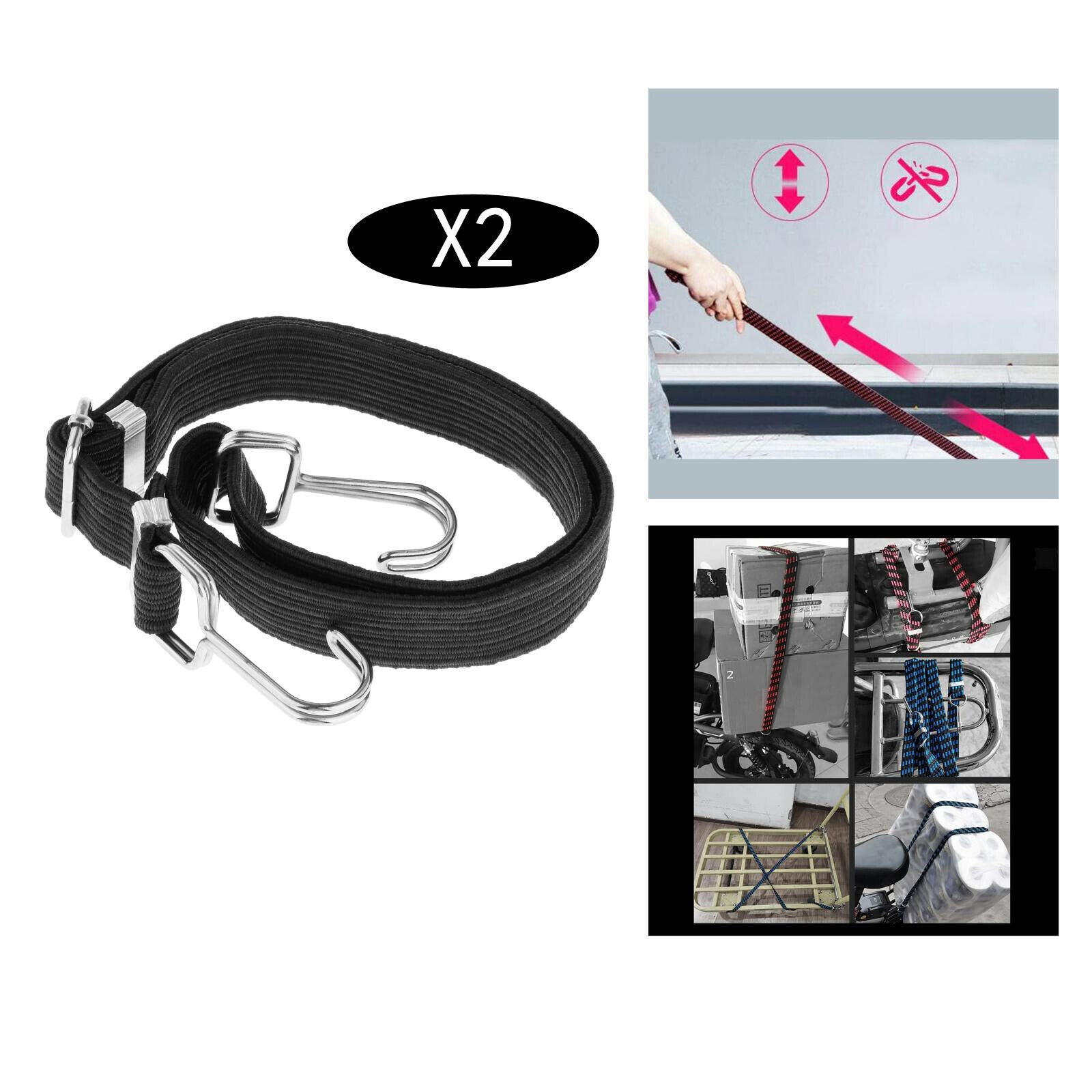 2pcs Bungee Cord Bike Car Roof Luggage Strap 1m Clothesline Tensioning Band