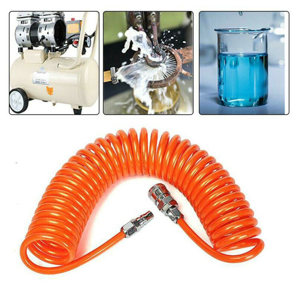6M PU Recoil Spring End Hose Line Pipe Tube For Air Pneumatic Compressor D L SJ