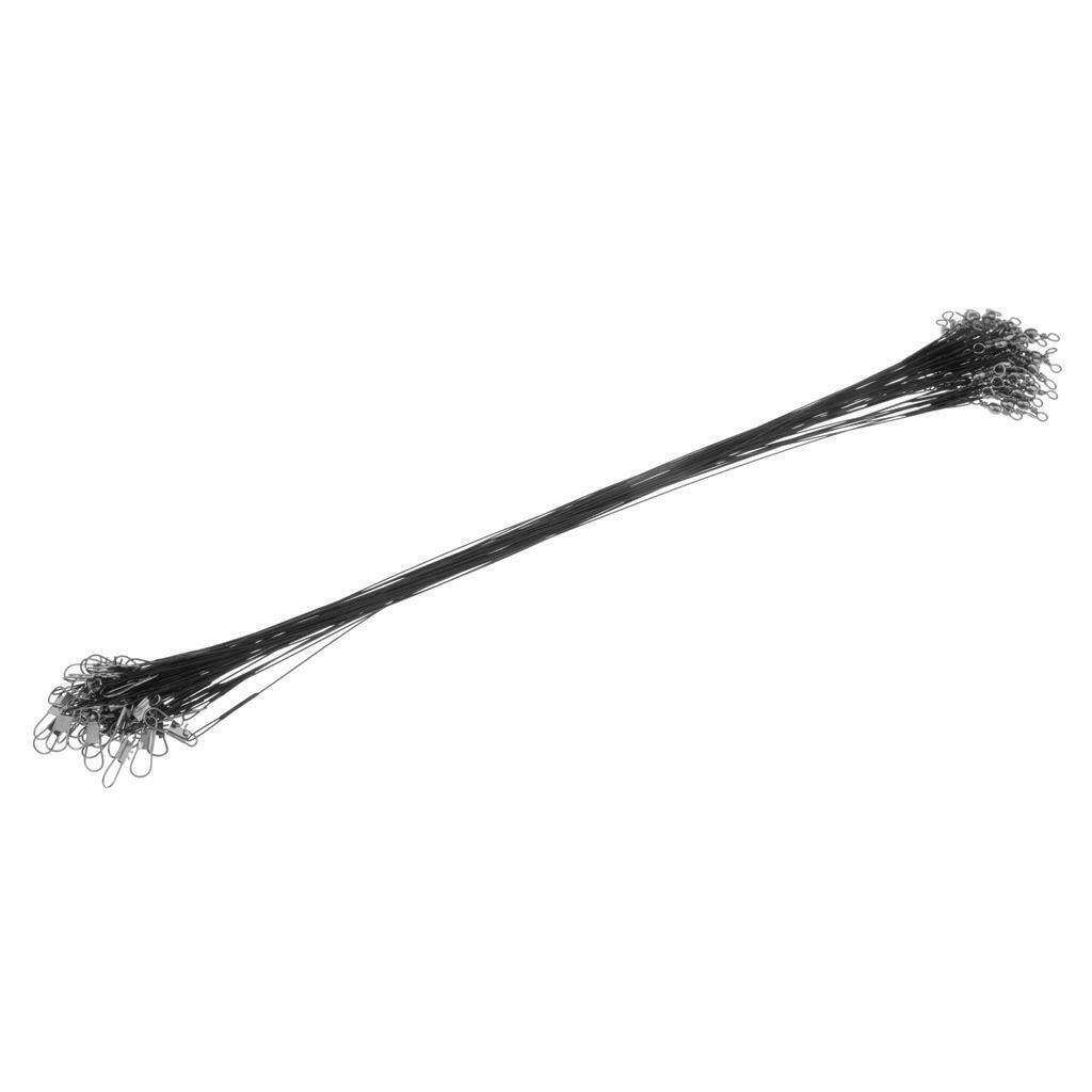 50pcs Fishing Leaders Wires with Barrel Swivels and Safety Snaps Freshwater
