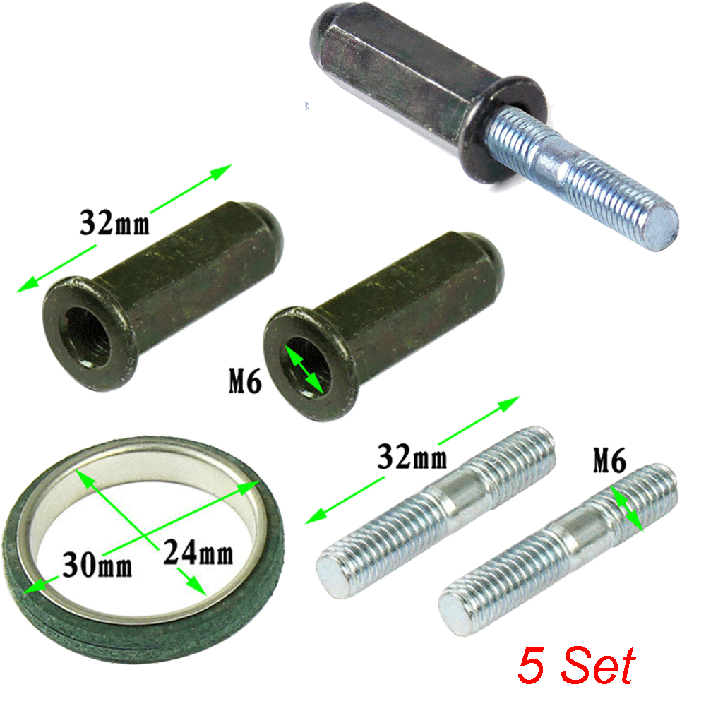 5 Set Exhaust Stud Nut Gasket Kit for GY6 50cc 125cc 150cc QMB139 Scooter Motor