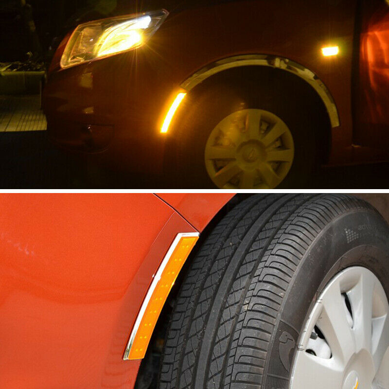 2X Car Side Wheel Eyebrow Turn Signal Indicator Yellow 18 LED Fog Daytime Lights