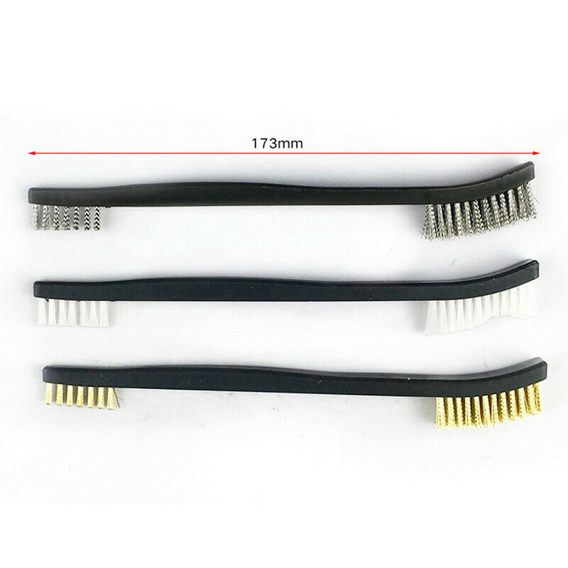 3pcs Wire Brush Set Steel Brass Nylon Cleaning Polishing Detail Metal Rust Brush