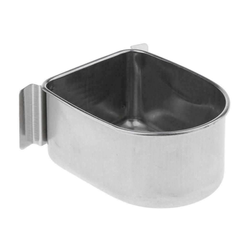Stainless Birds Water   Bowl Cage Hanging Feeder For Medium Large Birds