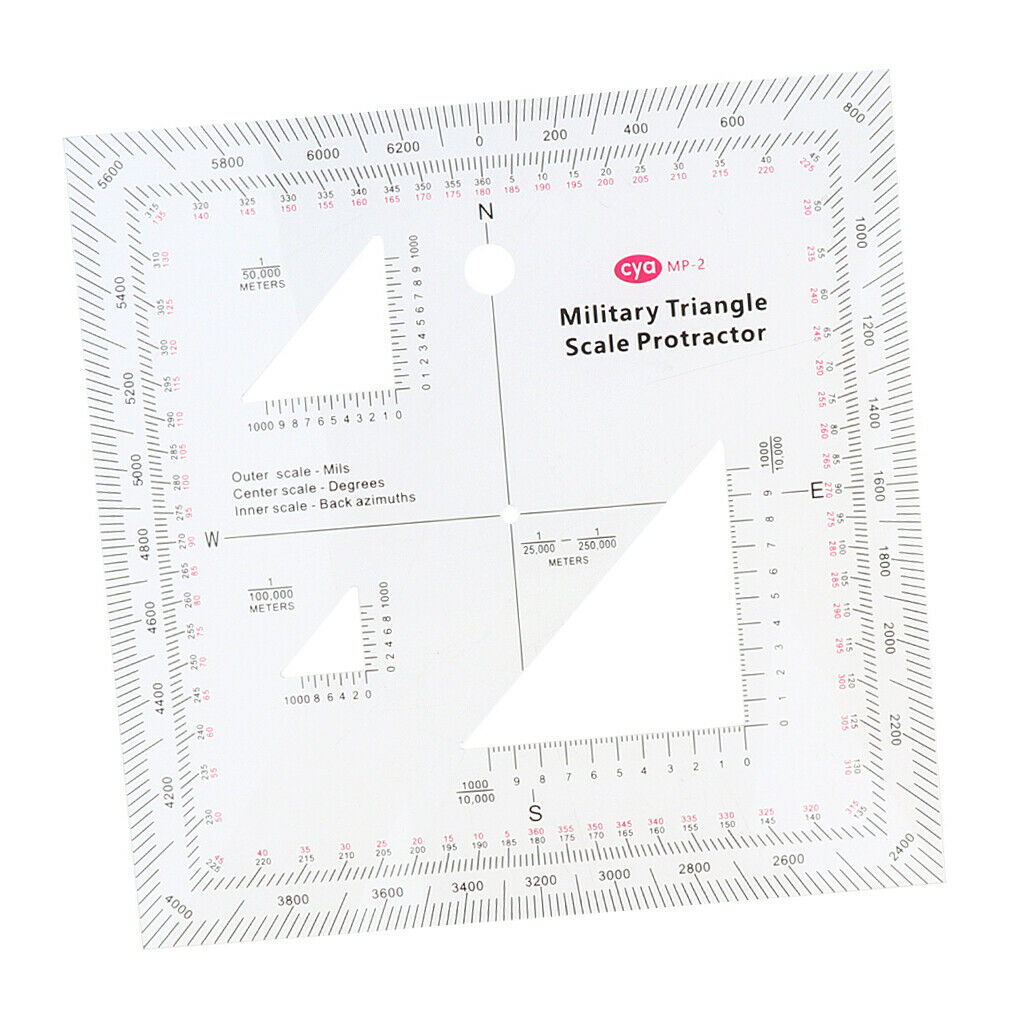 Acrylic Military Triangle Scale Coordinate Protractor Topographic Map Reading