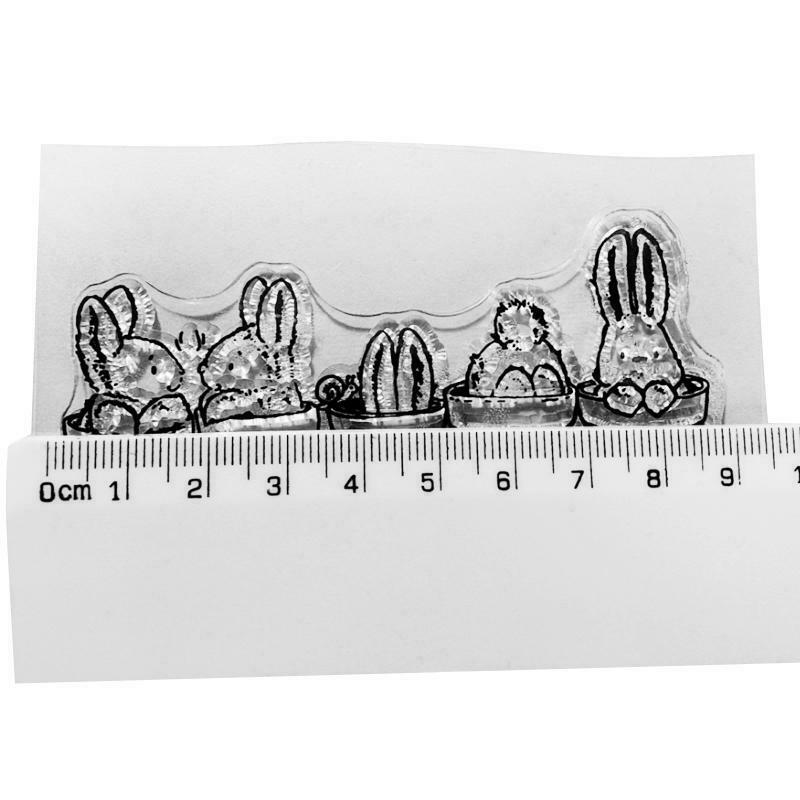 Easter Bunny Potted Plant Silicone Clear Seal Stamp DIY Scrapbooking Embossing