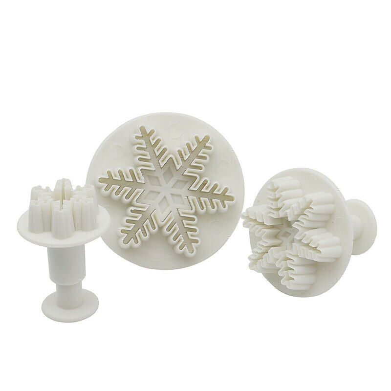 3pcs/Set Snowflake Plunger Cutter Cake Mold DIY Fondant Cake Sugarcraft DecoFCA