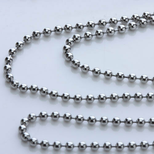 Stainless Steel Metal Chain Necklace Ball Chain Bead Connector Long 20inch