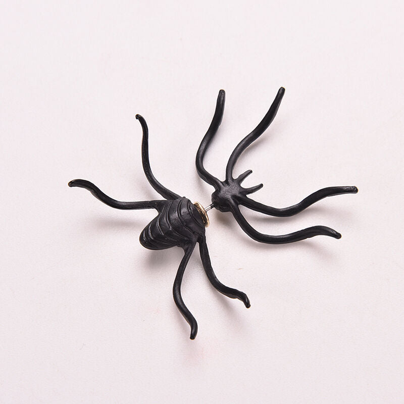 New Retro Women Earings Black Spider Earrings Chic Two Parts Ear Stu.l8
