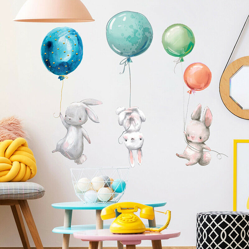 Colorful Balloon Rabbits Bedroom Wall Stickers For Kids Room children Nurser SJ